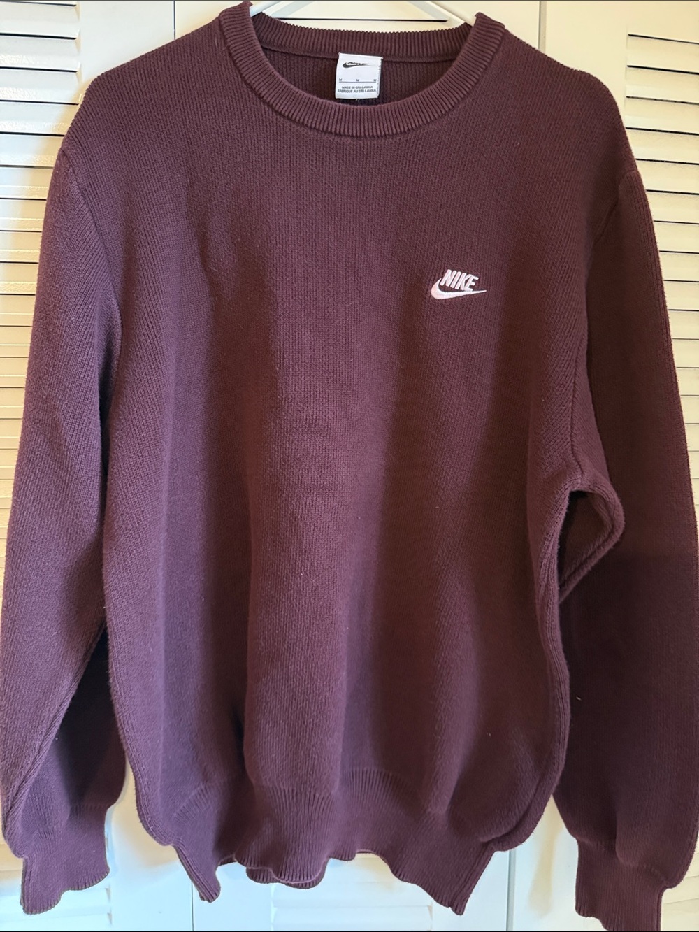 Nike Men’s Crewneck Sweater in Burgundy with White Logo
